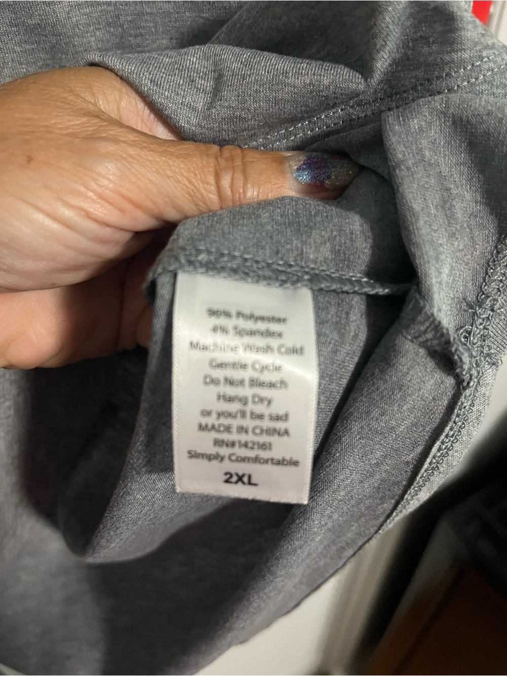 LuLaRoe Raglan Tee in Gray with Red & Blue Flag Sleeves - Picture 4 of 4